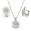 Sterling Silver Earring and Pendant Adult Set, with White Cubic Zirconia, Polished, Rhodium Finish, 10.175.0028