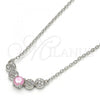 Rhodium Plated Pendant Necklace, with Pink and White Cubic Zirconia, Polished, Rhodium Finish, 04.213.0035.1.16