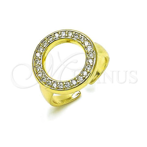 Oro Laminado Multi Stone Ring, Gold Filled Style Cluster Design, with White Micro Pave, Polished, Golden Finish, 01.213.0055