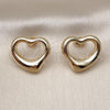 Oro Laminado Stud Earring, Gold Filled Style Heart Design, Polished, Golden Finish, 02.428.0006