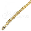 Oro Laminado Fancy Bracelet, Gold Filled Style Flower Design, Diamond Cutting Finish, Golden Finish, 03.100.0049.07