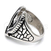Stainless Steel Mens Ring, Eagle Design, Black Enamel Finish, Steel Finish, 01.234.0002.11 (Size 11)