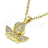 Oro Laminado Religious Pendant, Gold Filled Style Angel Design, with White Micro Pave, Polished, Golden Finish, 05.342.0029