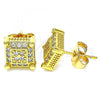 Oro Laminado Stud Earring, Gold Filled Style with White Cubic Zirconia, Polished, Golden Finish, 02.344.0050