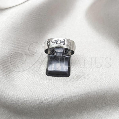Stainless Steel Mens Ring, Black Polished, Steel Finish, 01.63.0724.09
