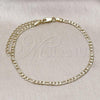 Oro Laminado Basic Anklet, Gold Filled Style Figaro Design, Polished, Golden Finish, 04.213.0110.10