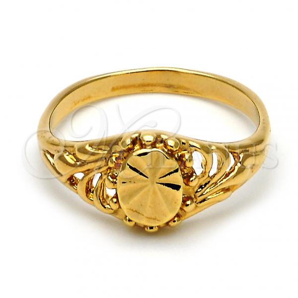 Oro Laminado Elegant Ring, Gold Filled Style Diamond Cutting Finish, Golden Finish, 01.63.0519.07 (Size 7)