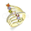 Oro Laminado Multi Stone Ring, Gold Filled Style with Multicolor Cubic Zirconia, Polished, Golden Finish, 01.210.0111.07
