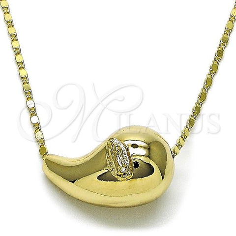 Oro Laminado Fancy Necklace, Gold Filled Style Teardrop and Guadalupe Design, Polished, Golden Finish, 04.253.0024.18