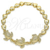 Oro Laminado Fancy Bracelet, Gold Filled Style Turtle and Heart Design, Polished, Golden Finish, 03.63.1873.08
