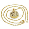 Oro Laminado Pendant Necklace, Gold Filled Style Heart Design, with White Cubic Zirconia, Diamond Cutting Finish, Golden Finish, 04.63.1353.18