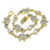 Oro Laminado Fancy Bracelet, Gold Filled Style Elephant Design, with White Micro Pave and White Cubic Zirconia, Polished, Golden Finish, 03.210.0139.08