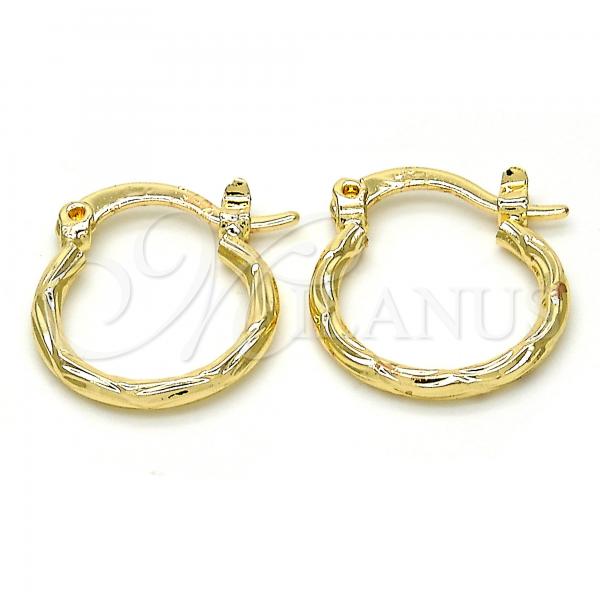 Oro Laminado Small Hoop, Gold Filled Style Diamond Cutting Finish, Golden Finish, 02.96.0080.15
