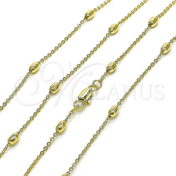 Oro Laminado Basic Necklace, Gold Filled Style Rolo and Ball Design, Polished, Golden Finish, 04.213.0323.18