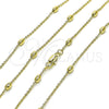 Oro Laminado Basic Necklace, Gold Filled Style Rolo and Ball Design, Polished, Golden Finish, 04.213.0323.18