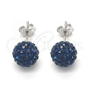Sterling Silver Stud Earring, with Dark Violet Crystal, Polished, Rhodium Finish, 02.332.0042.4