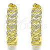 Oro Laminado Stud Earring, Gold Filled Style Heart Design, with White Micro Pave, Polished, Golden Finish, 02.341.0095