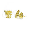 Oro Laminado Stud Earring, Gold Filled Style Angel Design, with White Micro Pave, Polished, Golden Finish, 02.156.0643