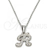 Stainless Steel Pendant Necklace, Initials and Rolo Design, with White Crystal, Polished, Steel Finish, 04.238.0013.1.18