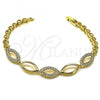 Oro Laminado Fancy Bracelet, Gold Filled Style with White Micro Pave, Polished, Golden Finish, 03.283.0124.07