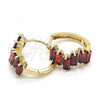 Oro Laminado Huggie Hoop, Gold Filled Style with Garnet Micro Pave, Polished, Golden Finish, 02.316.0029.15