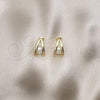 Oro Laminado Stud Earring, Gold Filled Style Chunky Design, with Ivory Pearl, Polished, Golden Finish, 02.213.0514