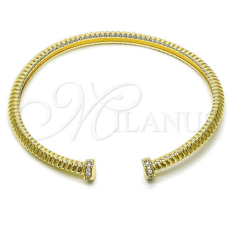 Oro Laminado Individual Bangle, Gold Filled Style with White Cubic Zirconia, Polished, Golden Finish, 07.60.0014