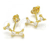 Oro Laminado Dangle Earring, Gold Filled Style with White Cubic Zirconia, Polished, Golden Finish, 02.156.0177