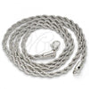 Rhodium Plated Basic Necklace, Rope Design, Polished, Rhodium Finish, 5.222.034.1.28