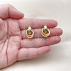 Oro Laminado Stud Earring, Gold Filled Style Hollow and Love Knot Design, Polished, Golden Finish, 02.282.0042