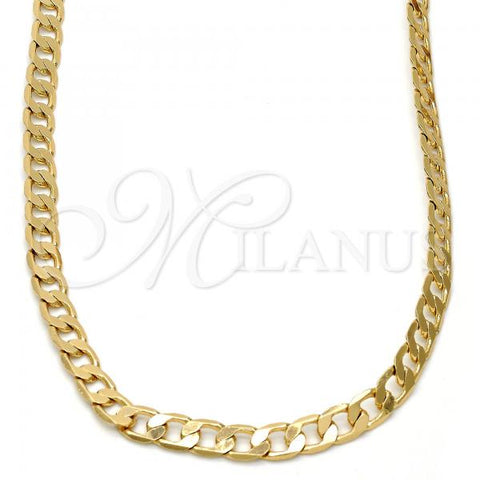 Gold Tone Basic Necklace, Curb Design, Polished, Golden Finish, 04.242.0027.24GT