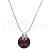 Rhodium Plated Pendant Necklace, with Amethyst Swarovski Crystals and White Micro Pave, Polished, Rhodium Finish, 04.239.0017.2.16