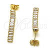 Oro Laminado Long Earring, Gold Filled Style Baguette Design, with White Cubic Zirconia, Polished, Golden Finish, 02.403.0001.1