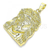 Oro Laminado Religious Pendant, Gold Filled Style Jesus Design, Diamond Cutting Finish, Golden Finish, 5.187.005