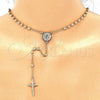 Oro Laminado Thin Rosary, Gold Filled Style San Benito and Crucifix Design, Polished, Golden Finish, 09.213.0022.24
