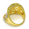 Oro Laminado Multi Stone Ring, Gold Filled Style with White Crystal, Polished, Golden Finish, 01.241.0044.08 (Size 8)