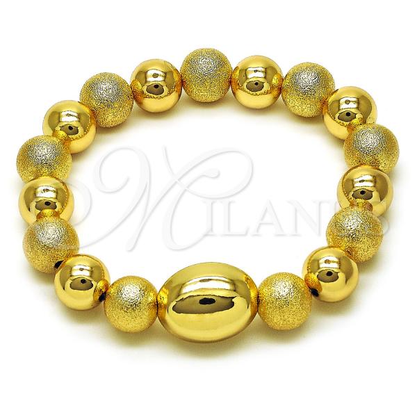 Oro Laminado Fancy Bracelet, Gold Filled Style Expandable Bead and Ball Design, Matte Finish, Golden Finish, 03.213.0281.07