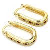 Oro Laminado Small Hoop, Gold Filled Style with Garnet and White Crystal, Polished, Golden Finish, 02.100.0097.1.20