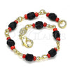 Oro Laminado Fancy Bracelet, Gold Filled Style with Black Crystal, Polished, Golden Finish, 5.039.007.06