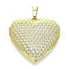 Oro Laminado Locket Pendant, Gold Filled Style Heart Design, Polished, Golden Finish, 05.117.0032