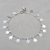 Sterling Silver Fancy Bracelet, Flower Design, Polished, Silver Finish, 03.409.0137.07