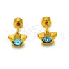 Stainless Steel Stud Earring, Star Design, with Aqua Blue Crystal, Polished, Golden Finish, 02.271.0016.10