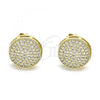 Oro Laminado Stud Earring, Gold Filled Style with White Micro Pave, Polished, Golden Finish, 02.344.0107