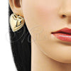 Oro Laminado Stud Earring, Gold Filled Style Heart Design, Polished, Golden Finish, 02.418.0005