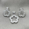 Sterling Silver Earring and Pendant Adult Set, Flower Design, Polished, Silver Finish, 10.398.0016