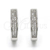 Sterling Silver Huggie Hoop, with White Micro Pave, Polished, Rhodium Finish, 02.175.0043.15