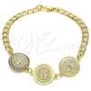 Oro Laminado Fancy Bracelet, Gold Filled Style San Benito Design, Polished, Golden Finish, 03.63.2052.08