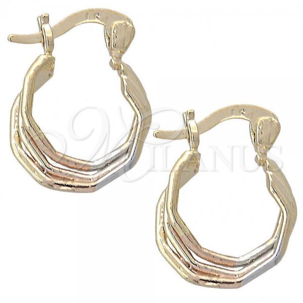 Oro Laminado Medium Hoop, Gold Filled Style Polished, Tricolor, 5.158.030.1