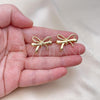 Oro Laminado Stud Earring, Gold Filled Style Bow and Twist Design, Polished, Golden Finish, 02.163.0328