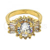 Oro Laminado Multi Stone Ring, Gold Filled Style Baguette and Cluster Design, with White Cubic Zirconia, Polished, Golden Finish, 5.170.021.07 (Size 7)